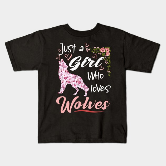 just a girl who loves Wolves Kids T-Shirt by banayan